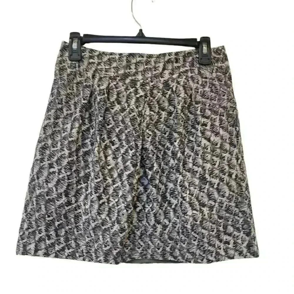 Banana Republic Women's Black, Gray & White Cotton/Silk Lined Short Skirt w Pock